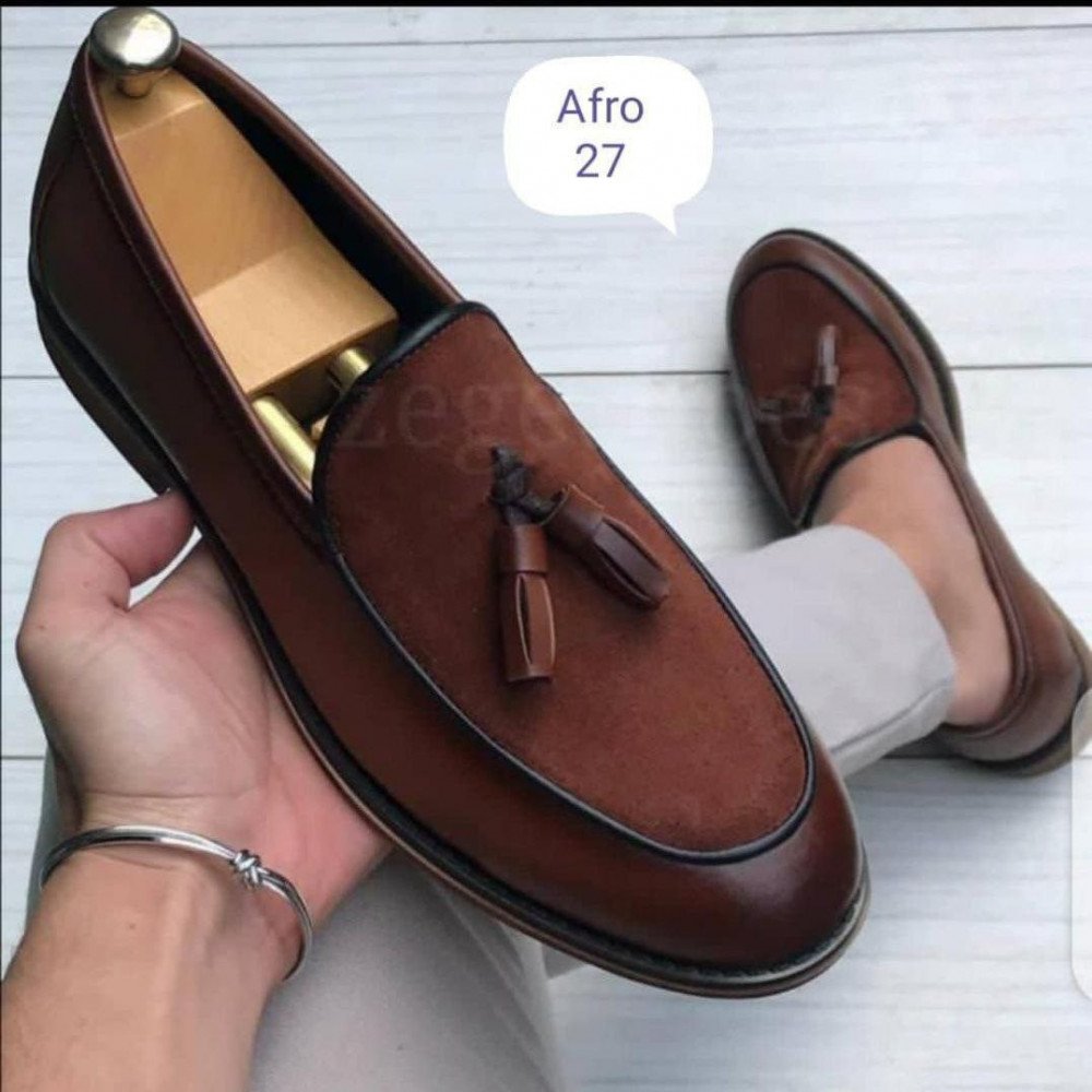 Casual Tassels Brush Brown Genuine Leather Shoes