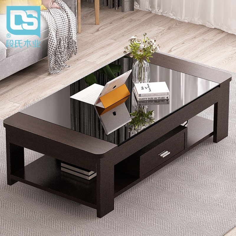 Contemporary Black Coffee Table With Multifunctional Storage Design