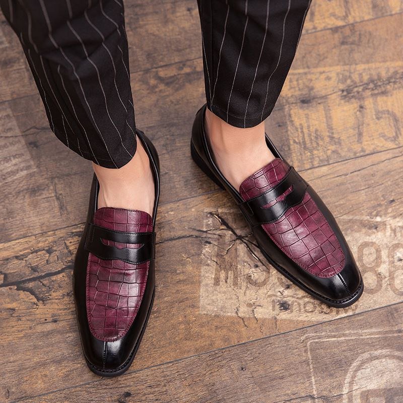 Crocodile Pattern Business Casual Wear-resistant Men's Dress Shoes