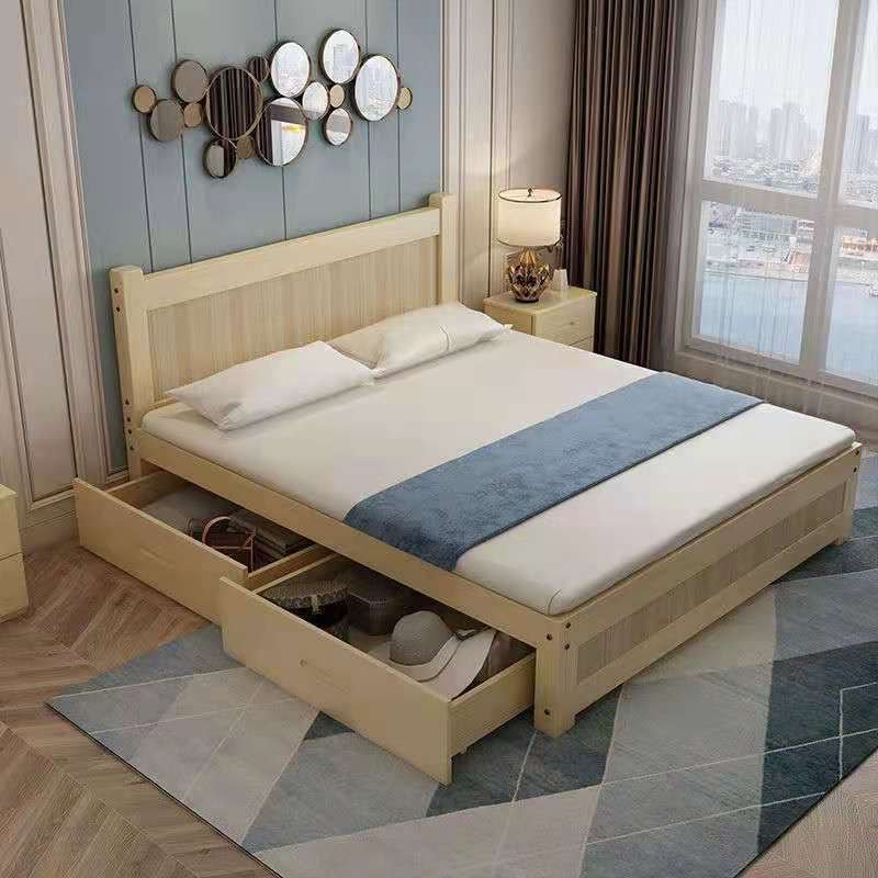 Storage Upholster Bedroom Sets Queen Double Size Tufted Headboard Bed
