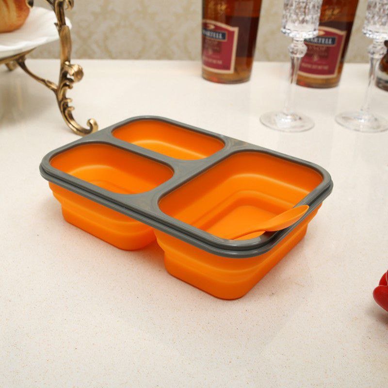 Large 3-Compartment Silicone Collapsible lunch Box